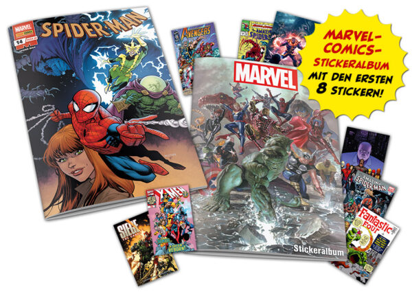 Spider-Man 14 inkl. Sticker Album und den 1. 8 Stickern