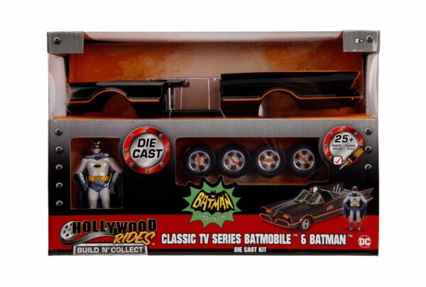 Batman Build N' Collect Diecast Kit 1/24 1966 Classic TV Series Batmobil mit Figuren