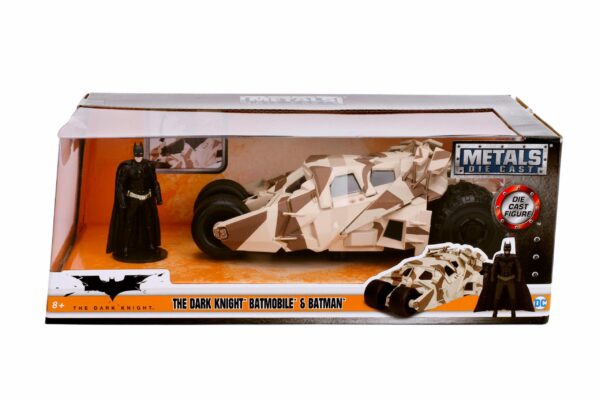 Batman The Dark Knight Diecast Modell 1/24 2008 Batmobile Camo mit Figur