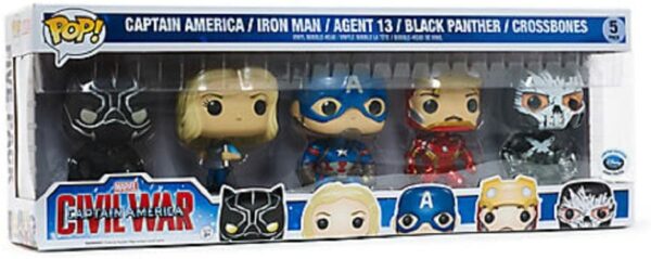 Funko Pop! Civil War - Exclusive – 5 Pack (Captain America, Iron Man, Agent 13, Black Panther, Crossbones)