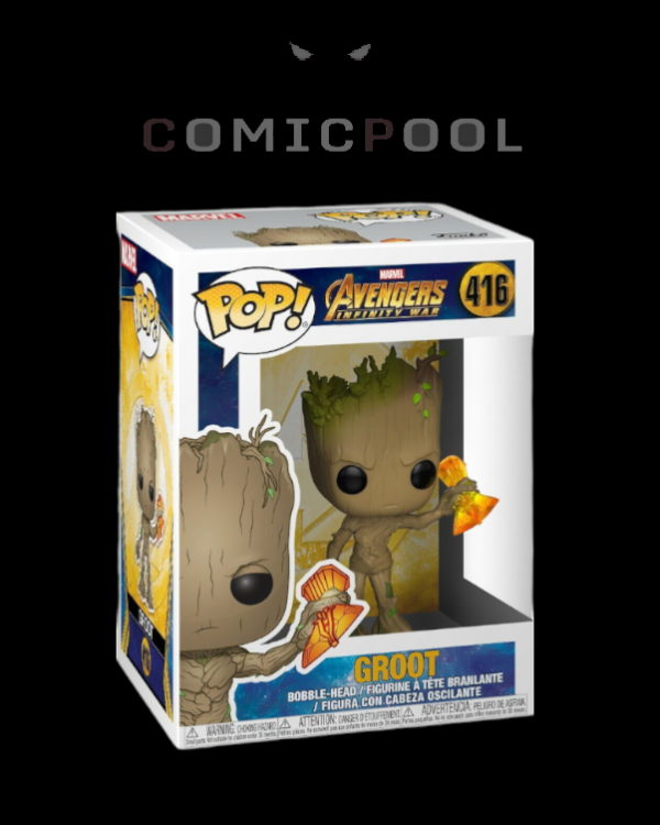 Avengers Infinity War POP! Movies Vinyl Figur Groot with Stormbreaker 9 cm