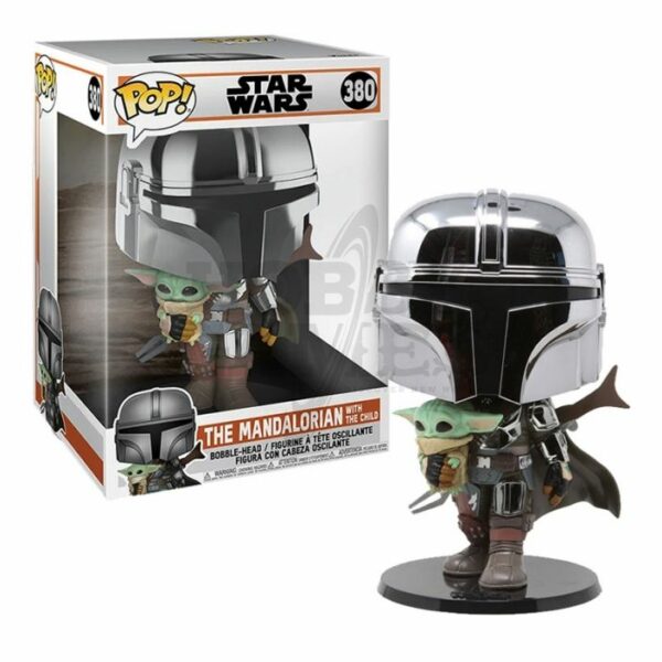 Star Wars The Mandalorian Super Sized POP! Vinyl Figur The Mandalorian holding The Child 25 cm