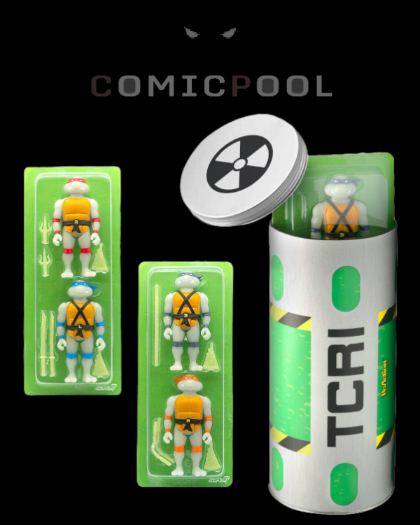Teenage Mutant Ninja Turtles ReAction Actionfiguren 4er-Pack Ooze Canister GITD SDCC 2020 10 cm