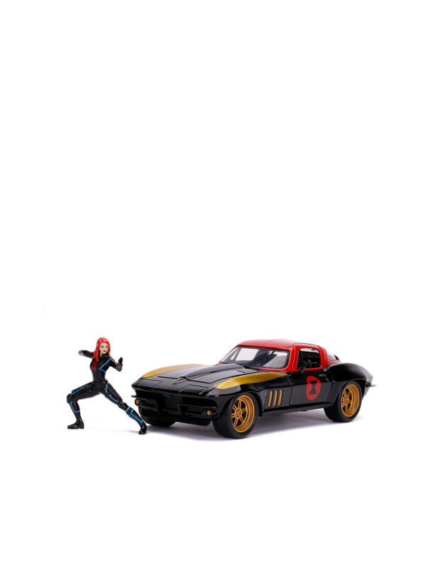 Marvel Black Widow Rides Diecast Modell 1966 Chevy 1/24 mit Figur