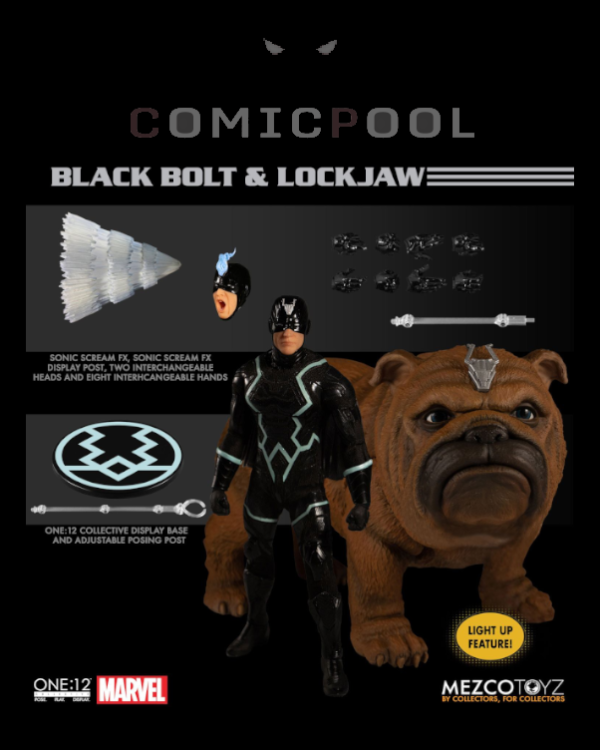 Marvel Universe Actionfiguren 1/12 Black Bolt & Lockjaw mit Leuchtfunktion 17 cm