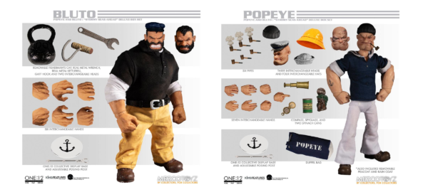 Popeye Actionfiguren 1/12 Popeye & Bluto: Stormy Seas Ahead Deluxe Box Set