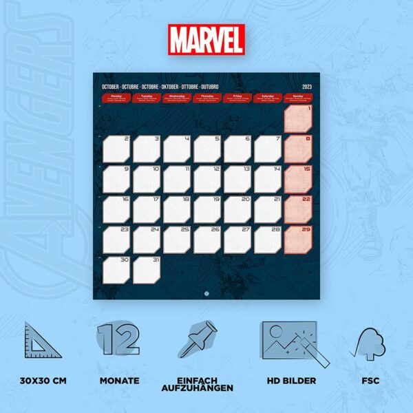 Avengers Jahreskalender 2023 mit Geschenkposter – Bild 4