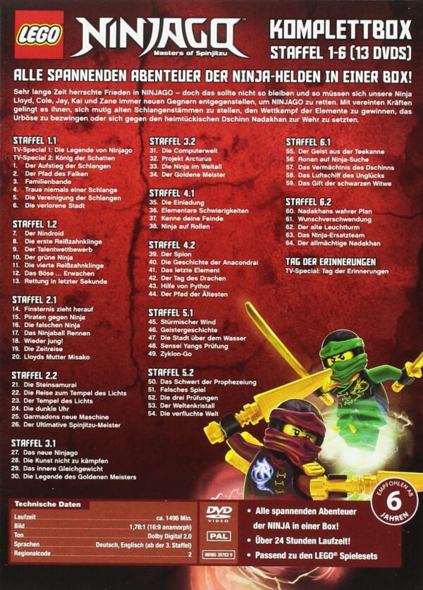 Lego Ninjago Komplettbox - Staffel 1-6 [13 DVDs] – Bild 2