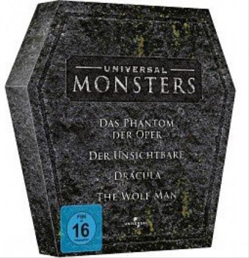 Universal Monsters: Das Phantom der Oper, Der Unsichtbare, Dracula, The Wolf Man (Grabstein-box)