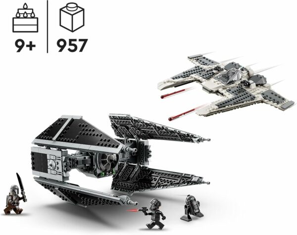 LEGO 75348 Star Wars Mandalorianischer Fang Fighter vs. TIE Interceptor Set, Starfighter Spielzeug zum Bauen für Kinder mit 3 Minifiguren, Droide und Dunkelschwert – Bild 2