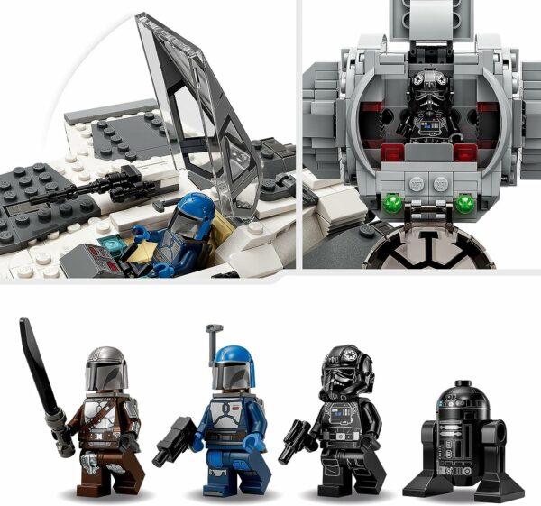LEGO 75348 Star Wars Mandalorianischer Fang Fighter vs. TIE Interceptor Set, Starfighter Spielzeug zum Bauen für Kinder mit 3 Minifiguren, Droide und Dunkelschwert – Bild 4