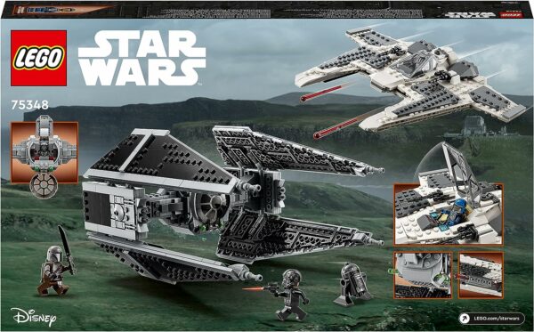 LEGO 75348 Star Wars Mandalorianischer Fang Fighter vs. TIE Interceptor Set, Starfighter Spielzeug zum Bauen für Kinder mit 3 Minifiguren, Droide und Dunkelschwert – Bild 7